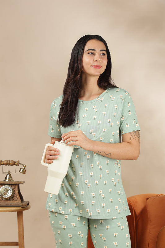 MATERNITY COORDS | ZIPLESS T-SHIRT WITH PANTS |RIBBED COTTON  |INTRODUCTORY PRICE | FLORAE