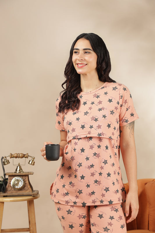 MATERNITY COORDS | ZIPLESS T-SHIRT WITH PANTS | RIBBED COTTON  |INTRODUCTORY PRICE | STELLAR