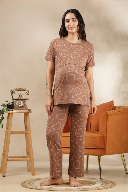 MATERNITY COORDS | ZIPLESS T-SHIRT WITH PANTS |RIBBED COTTON  |INTRODUCTORY PRICE | TEDDY BLISS