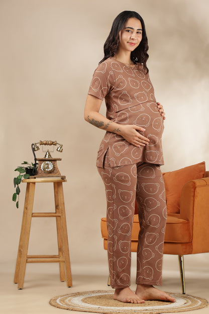 MATERNITY COORDS | ZIPLESS T-SHIRT WITH PANTS |RIBBED COTTON  |INTRODUCTORY PRICE | TEDDY BLISS
