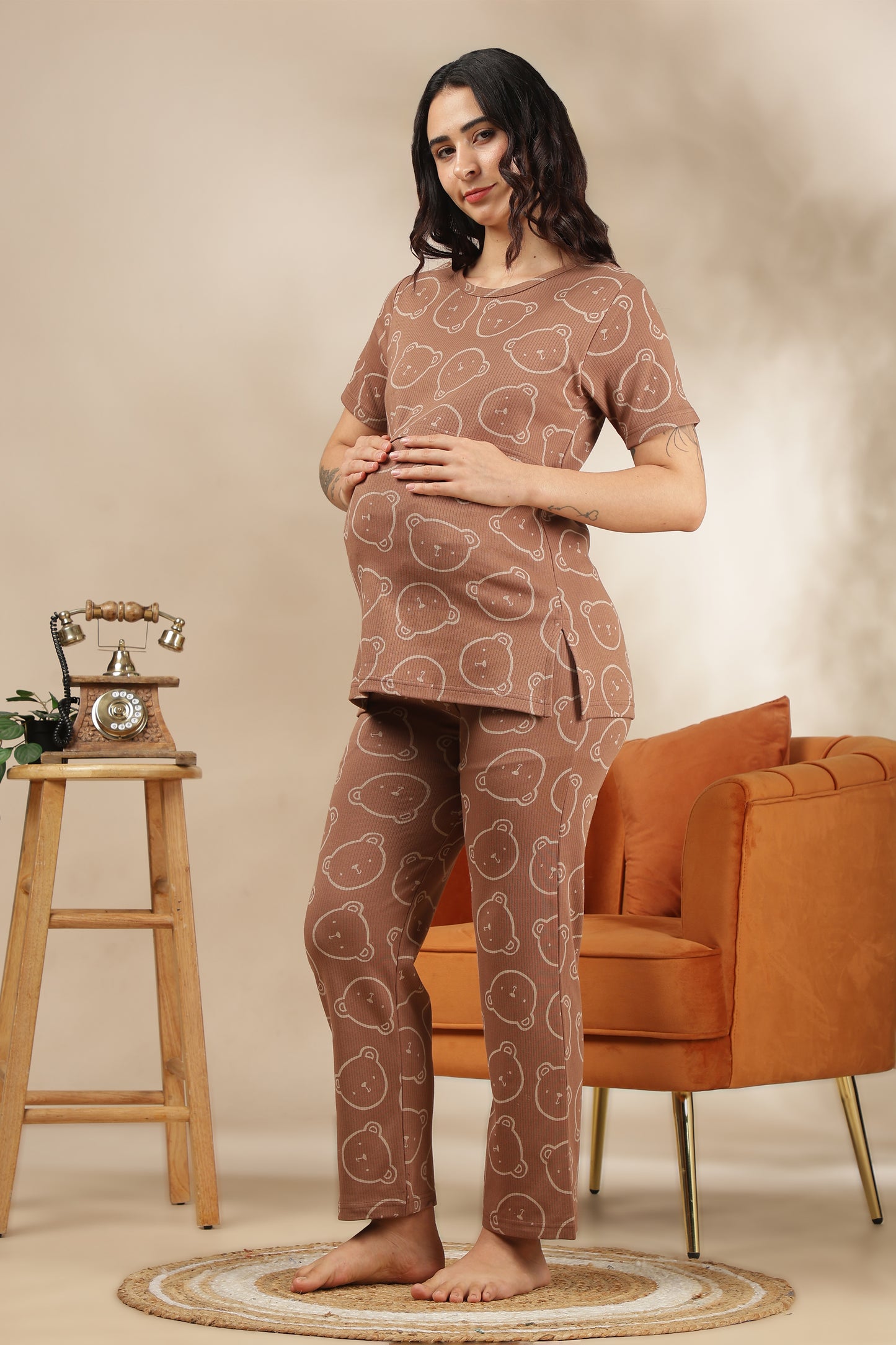MATERNITY COORDS | ZIPLESS T-SHIRT WITH PANTS |RIBBED COTTON  |INTRODUCTORY PRICE | TEDDY BLISS