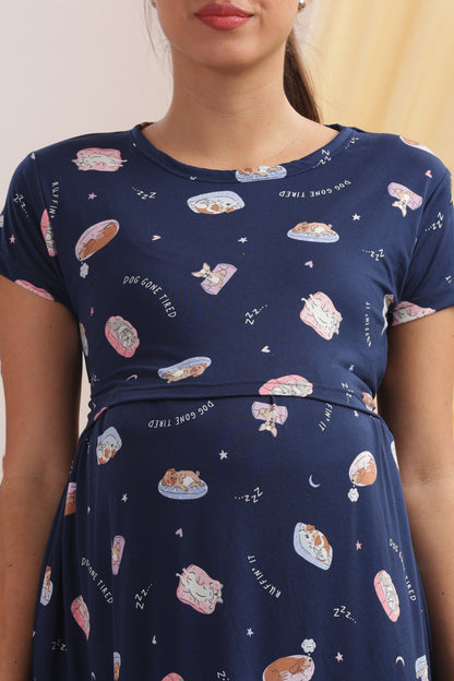 ZIPLESS MATERNITY WEAR | CALF LENGTH |SHORT SLEEVE | SPUN | MIDNIGHT MAMA