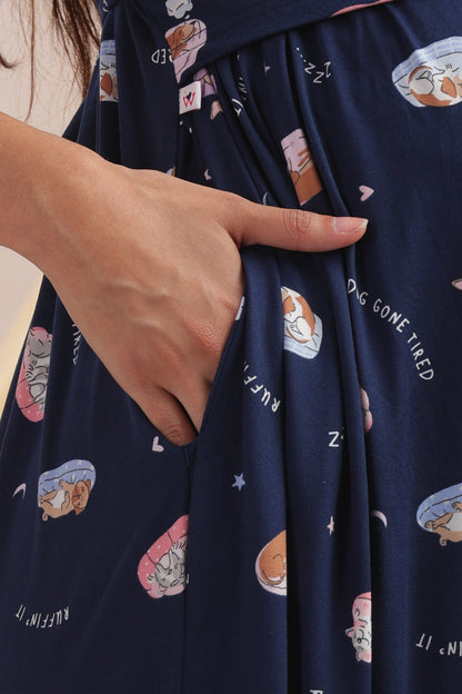 ZIPLESS MATERNITY WEAR | CALF LENGTH |SHORT SLEEVE | SPUN | MIDNIGHT MAMA