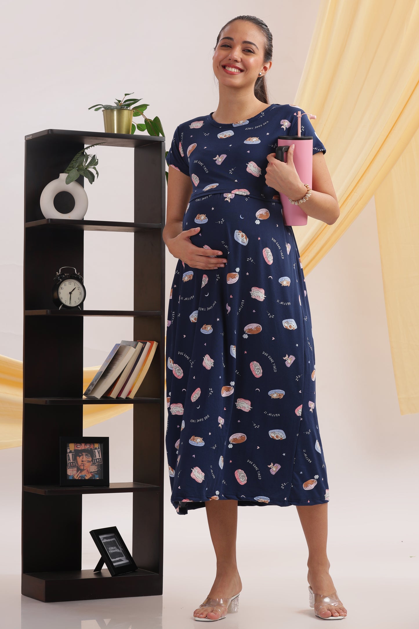 ZIPLESS MATERNITY WEAR | CALF LENGTH |SHORT SLEEVE | SPUN | MIDNIGHT MAMA