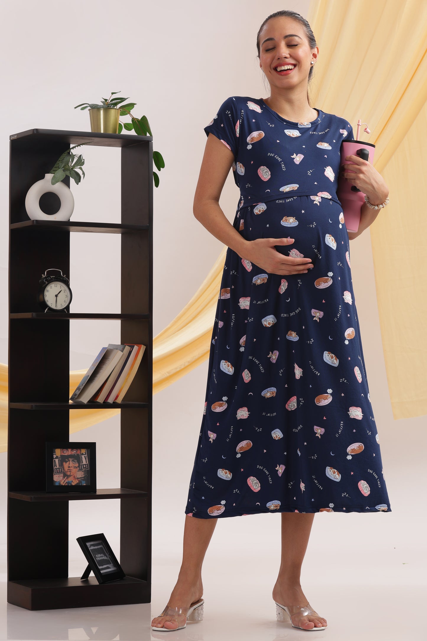 ZIPLESS MATERNITY WEAR | CALF LENGTH |SHORT SLEEVE | SPUN | MIDNIGHT MAMA