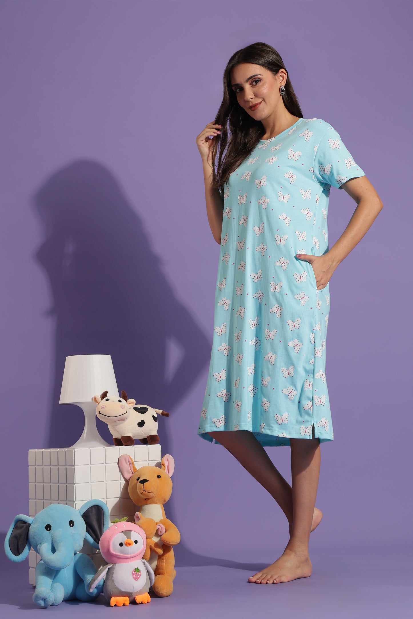 Luxe Long T-Shirt - Casual Comfort - Pastel Wings