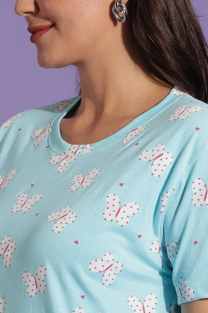 Luxe Long T-Shirt - Casual Comfort - Pastel Wings