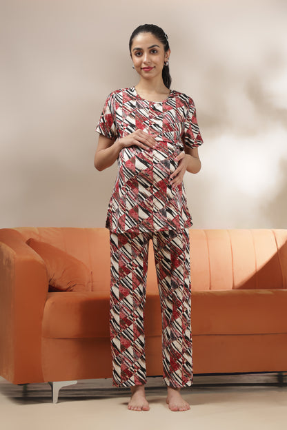 MATERNITY COORDS | ZIPLESS T-SHIRT WITH PANTS | SPUN | INTRODUCTORY PRICE | MOSAIC ROSE