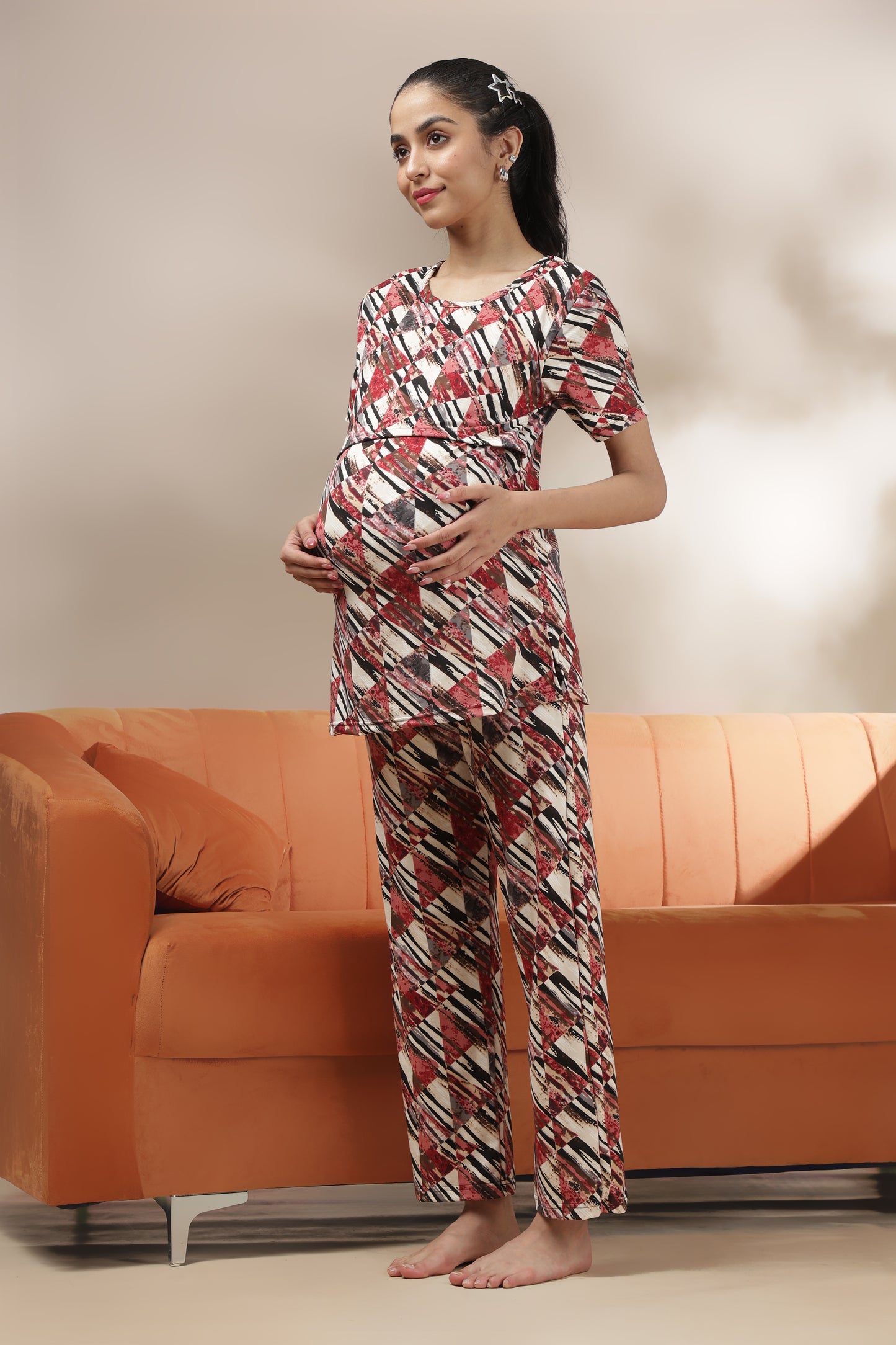 MATERNITY COORDS | ZIPLESS T-SHIRT WITH PANTS | SPUN | INTRODUCTORY PRICE | MOSAIC ROSE