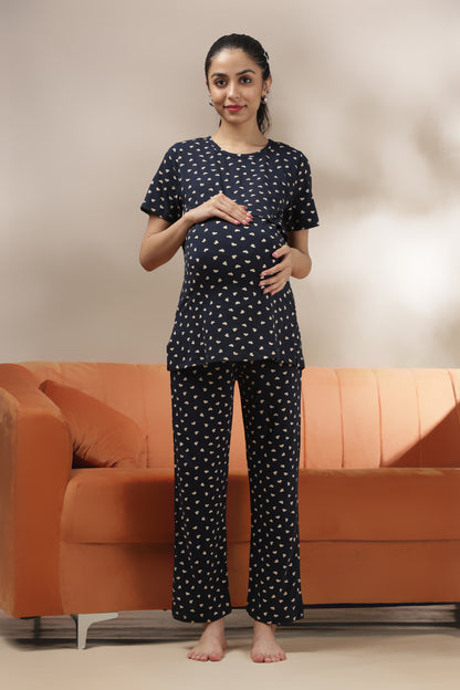 MATERNITY COORDS | ZIPLESS T-SHIRT WITH PANTS |SPUN |INTRODUCTORY PRICE | DREAMY NAVY