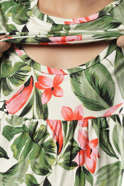 ZIPLESS MATERNITY WEAR | SHORTSLEEVE | SPUN | CORAL BLOOM