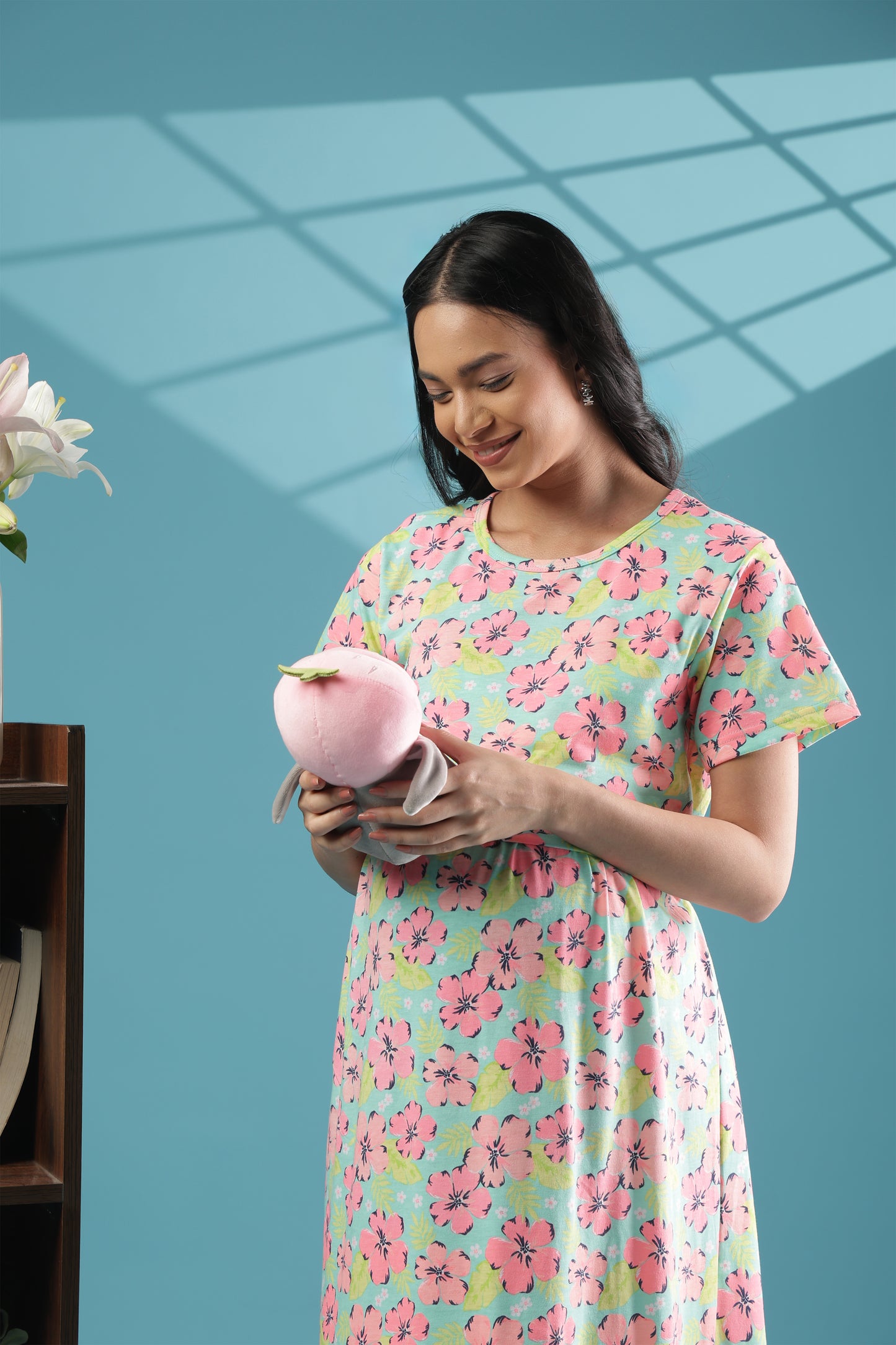 ZIPLESS MATERNITY WEAR | SHORT SLEEVE | KNITTED COTTON | FLORAL WHISPER