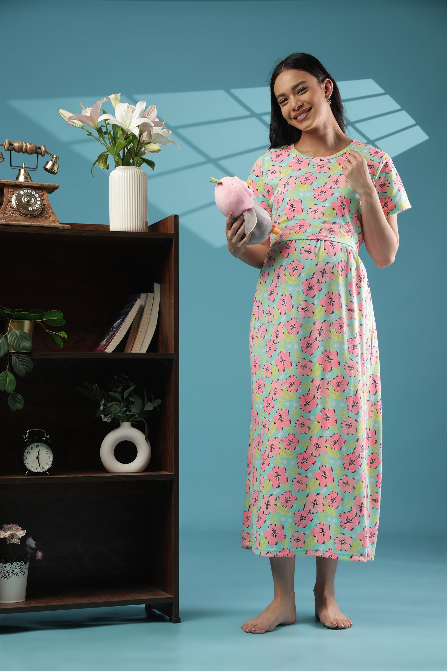 ZIPLESS MATERNITY WEAR | SHORT SLEEVE | KNITTED COTTON | FLORAL WHISPER