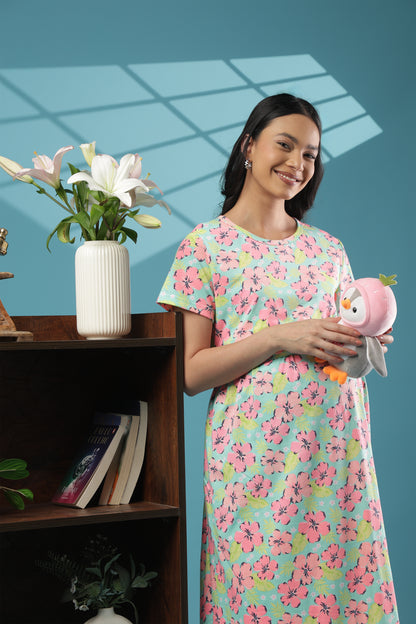 ZIPLESS MATERNITY WEAR | SHORT SLEEVE | KNITTED COTTON | FLORAL WHISPER