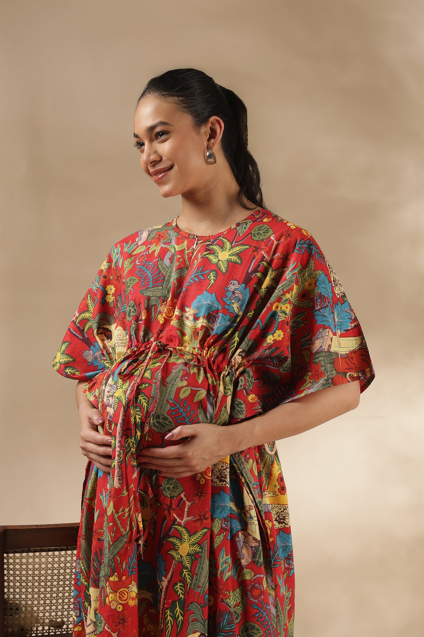 KAFTAN MATERNITY| 100% JAIPUR COTTON | INVISIBLE ZIP | ADJUSTABLE FIT | FREE SIZE| VINTAGE BLOOM