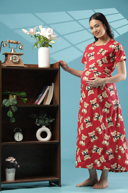ZIPLESS MATERNITY WEAR | SHORT SLEEVE | KNITTED COTTON| TEDDY CUDDLE