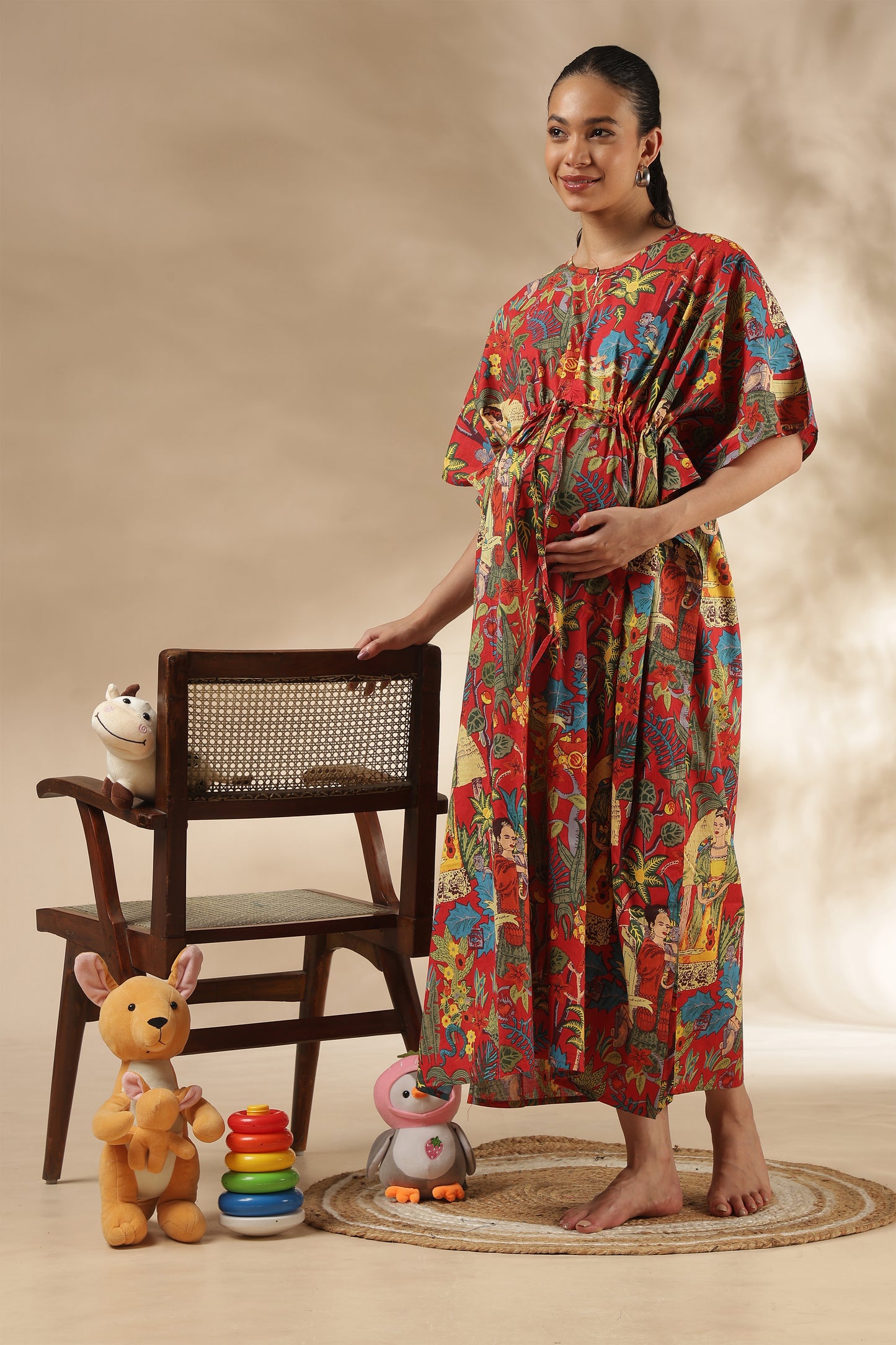 KAFTAN MATERNITY| 100% JAIPUR COTTON | INVISIBLE ZIP | ADJUSTABLE FIT | FREE SIZE| VINTAGE BLOOM