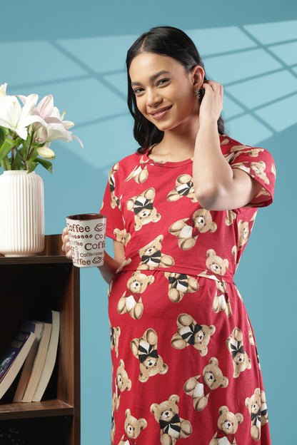 ZIPLESS MATERNITY WEAR | SHORT SLEEVE | KNITTED COTTON| TEDDY CUDDLE