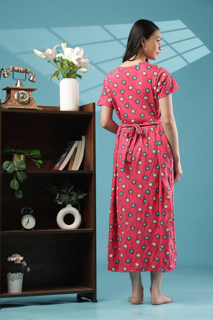 ZIPLESS MATERNITY WEAR | SHORT SLEEVE |KNITTED COTTON|PINK PETALS