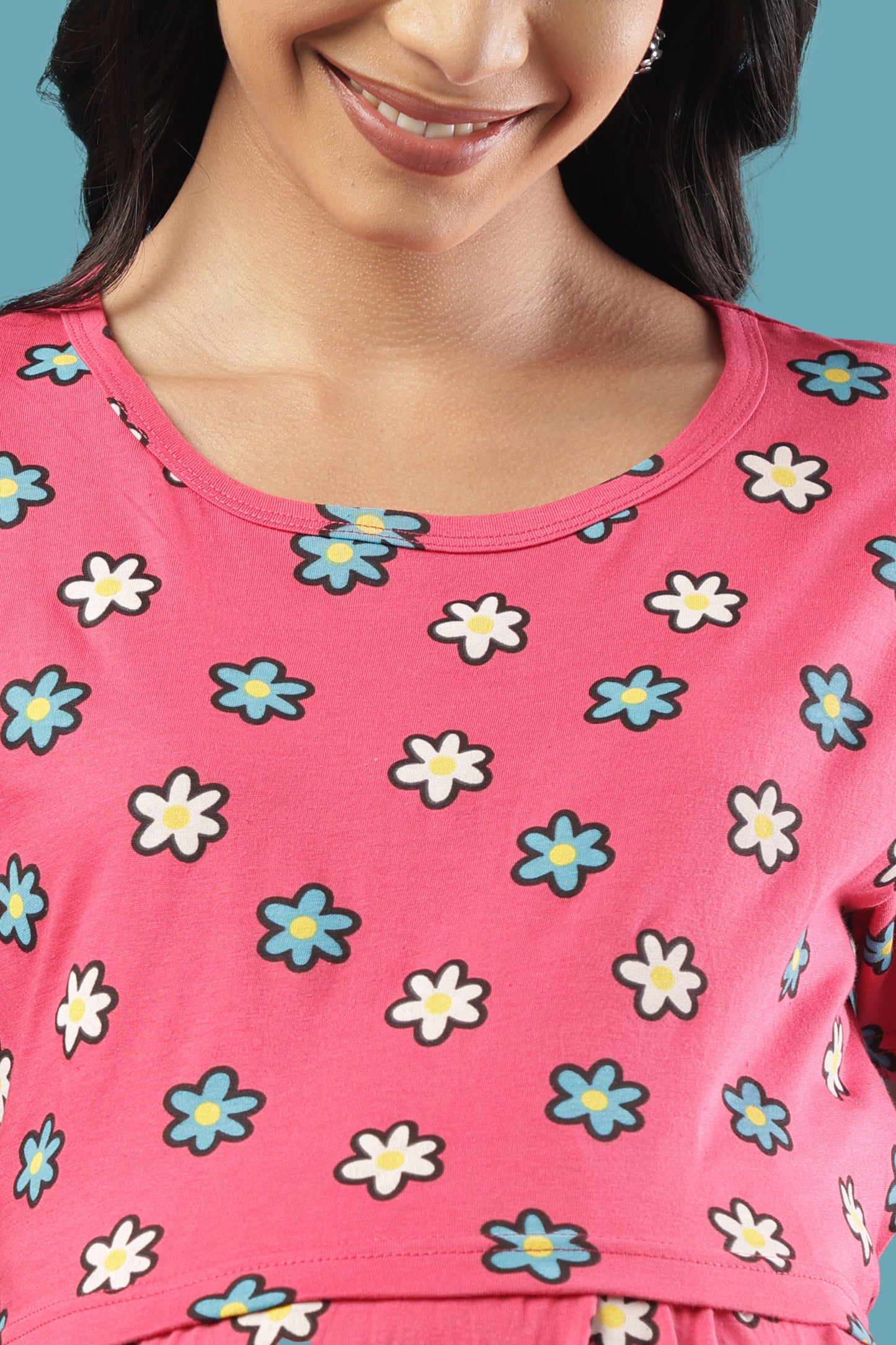 ZIPLESS MATERNITY WEAR | SHORT SLEEVE |KNITTED COTTON|PINK PETALS