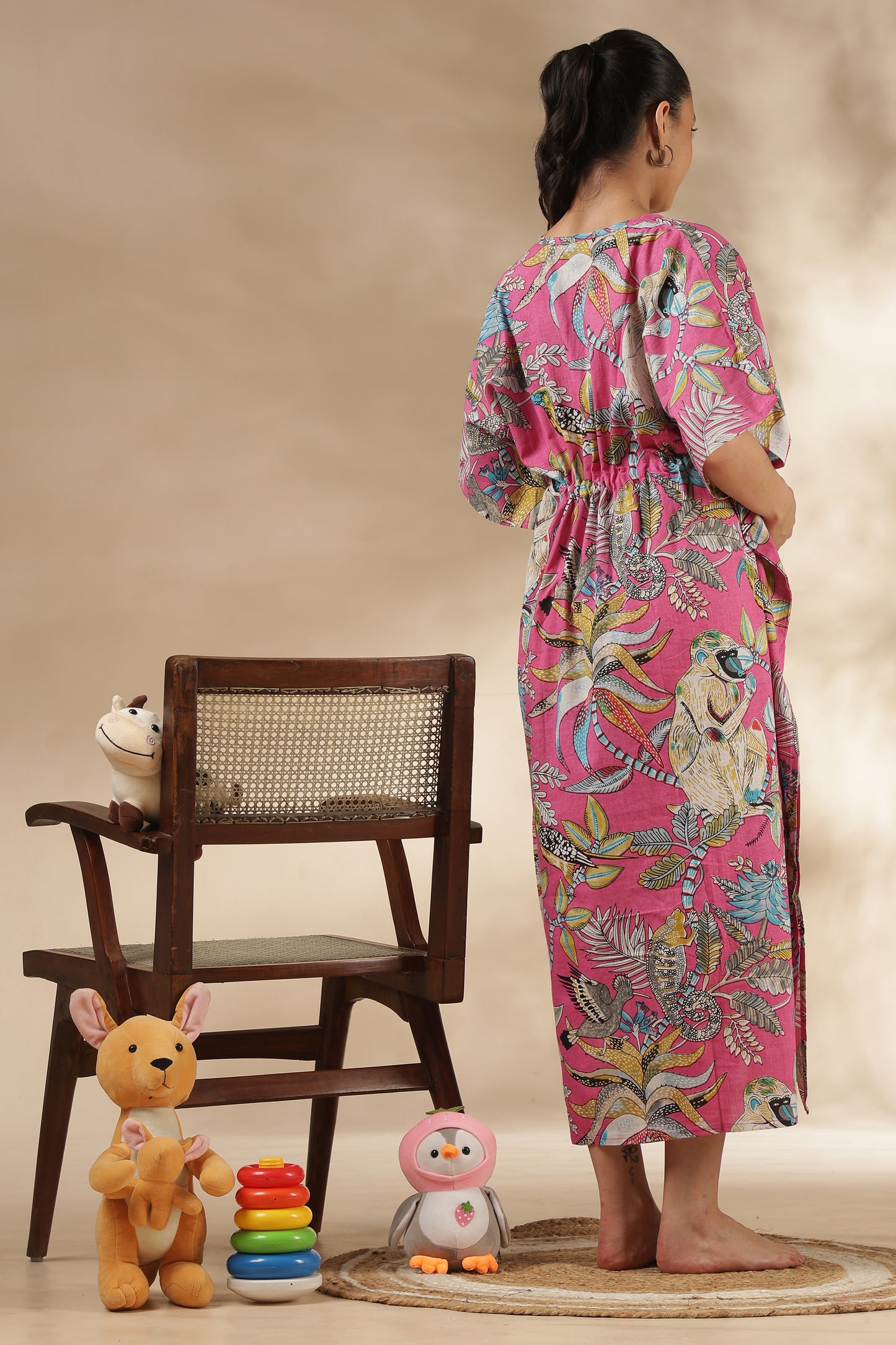 KAFTAN MATERNITY| 100% JAIPUR COTTON | INVISIBLE ZIP | ADJUSTABLE FIT | FREE SIZE| PINK PARADISE
