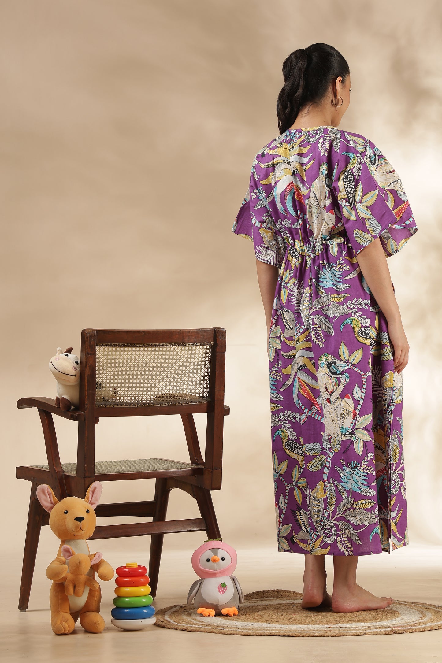 KAFTAN MATERNITY| 100% JAIPUR COTTON | INVISIBLE ZIP | ADJUSTABLE FIT | FREE SIZE| LILAC JUNGLE