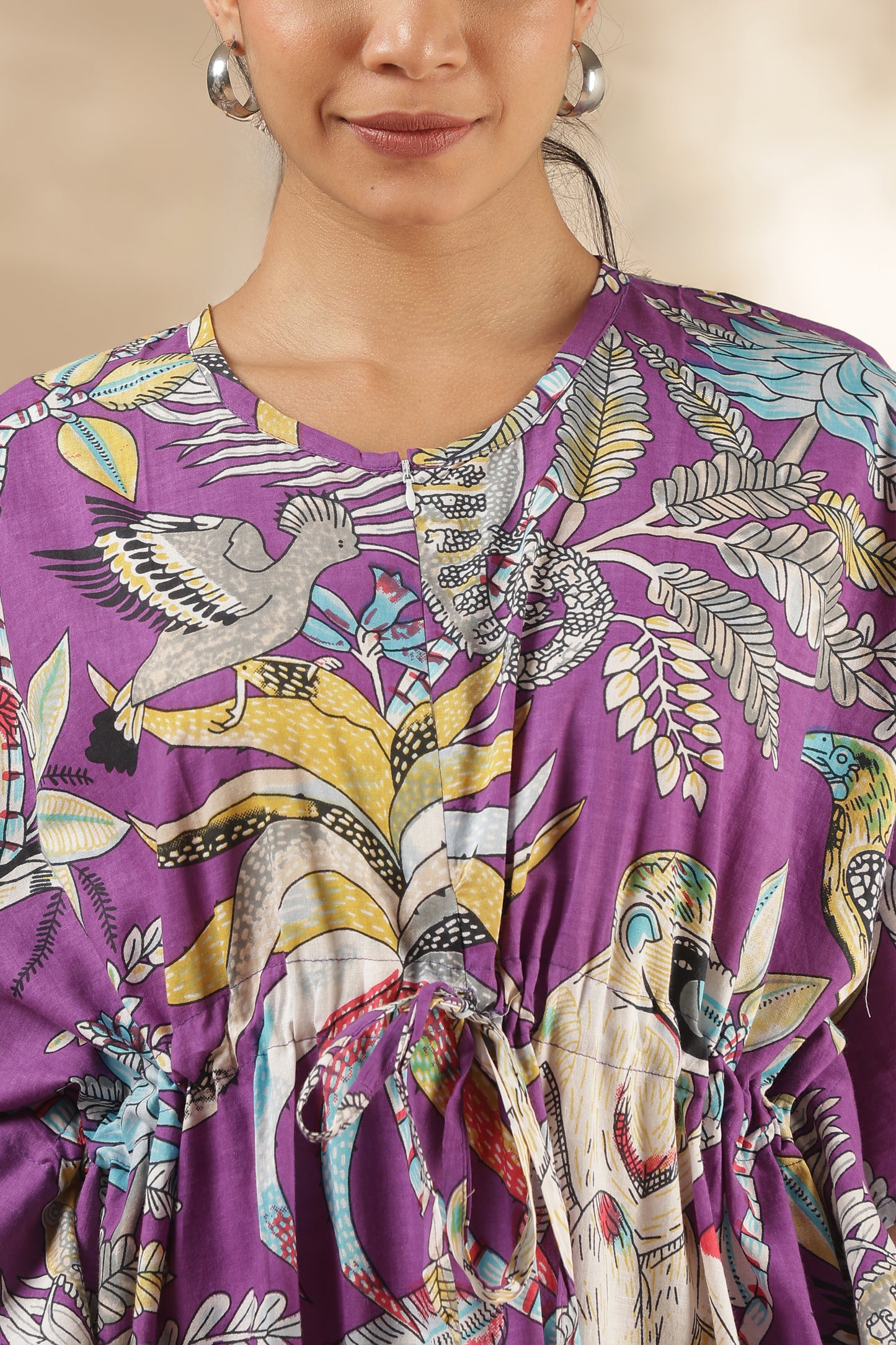 KAFTAN MATERNITY| 100% JAIPUR COTTON | INVISIBLE ZIP | ADJUSTABLE FIT | FREE SIZE| LILAC JUNGLE