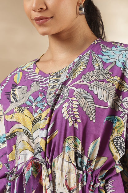 KAFTAN MATERNITY| 100% JAIPUR COTTON | INVISIBLE ZIP | ADJUSTABLE FIT | FREE SIZE| LILAC JUNGLE