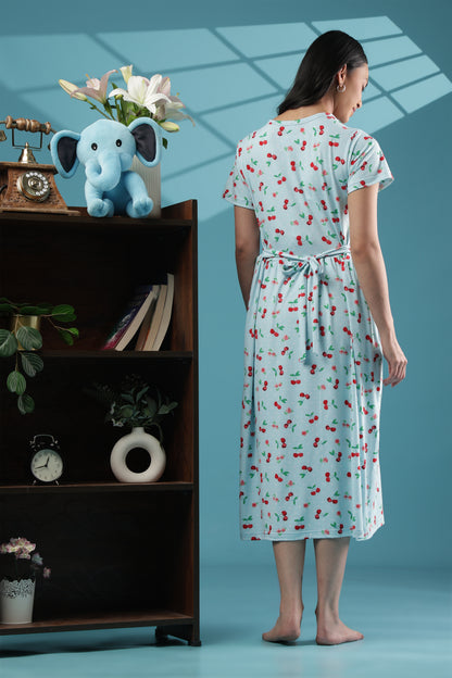 ZIPLESS MATERNITY WEAR | CALF LENGTH |SHORT SLEEVE | SPUN | ORCHID DREAM