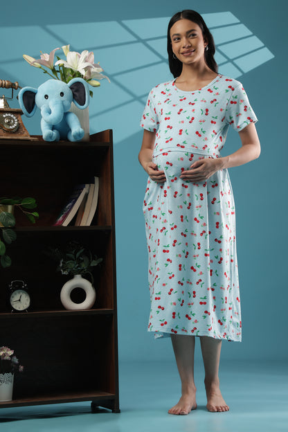 ZIPLESS MATERNITY WEAR | CALF LENGTH |SHORT SLEEVE | SPUN | ORCHID DREAM