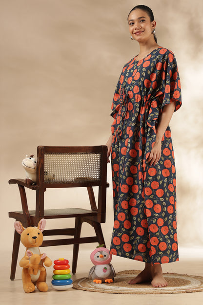 KAFTAN MATERNITY| 100% JAIPUR COTTON | INVISIBLE ZIP | ADJUSTABLE FIT | FREE SIZE|FLORAL ECLIPSE