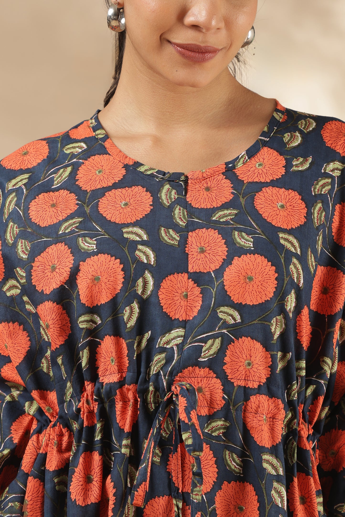 KAFTAN MATERNITY| 100% JAIPUR COTTON | INVISIBLE ZIP | ADJUSTABLE FIT | FREE SIZE|FLORAL ECLIPSE
