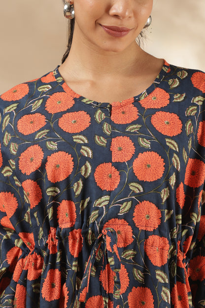 KAFTAN MATERNITY| 100% JAIPUR COTTON | INVISIBLE ZIP | ADJUSTABLE FIT | FREE SIZE|FLORAL ECLIPSE