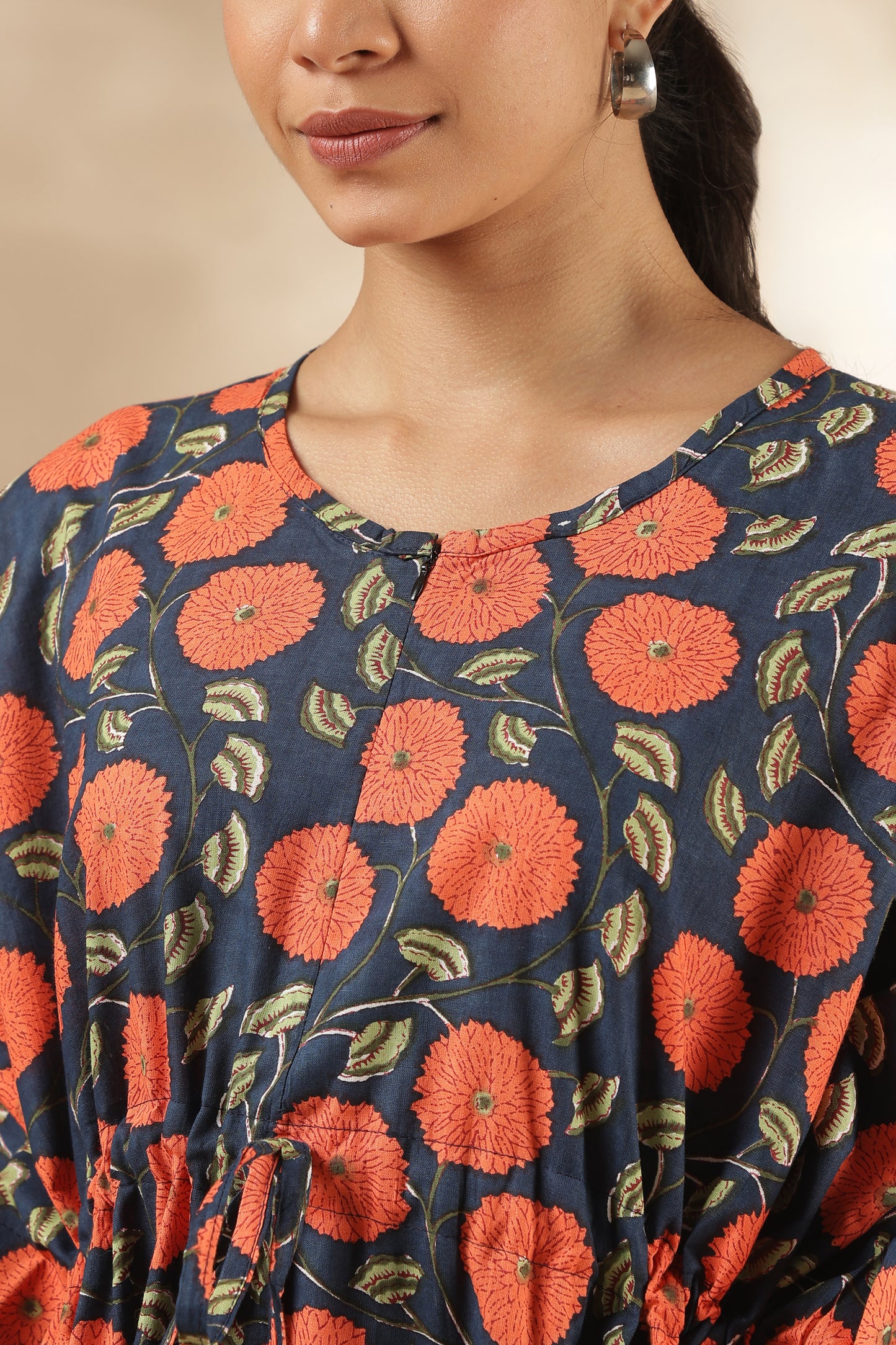 KAFTAN MATERNITY| 100% JAIPUR COTTON | INVISIBLE ZIP | ADJUSTABLE FIT | FREE SIZE|FLORAL ECLIPSE