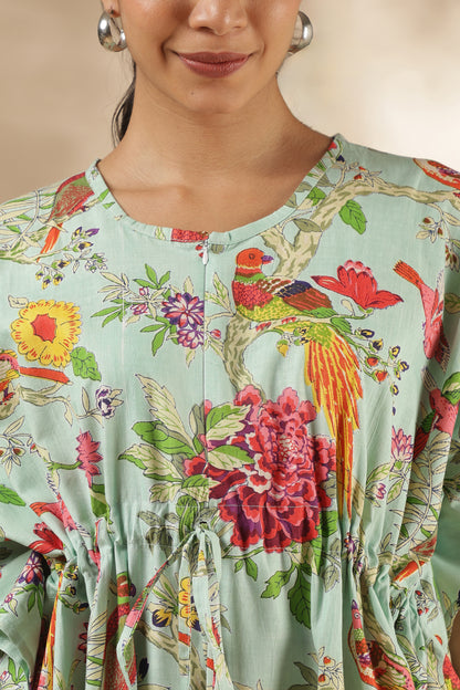 KAFTAN MATERNITY| 100% JAIPUR COTTON | INVISIBLE ZIP | ADJUSTABLE FIT | FREE SIZE|  MINT HARMONY