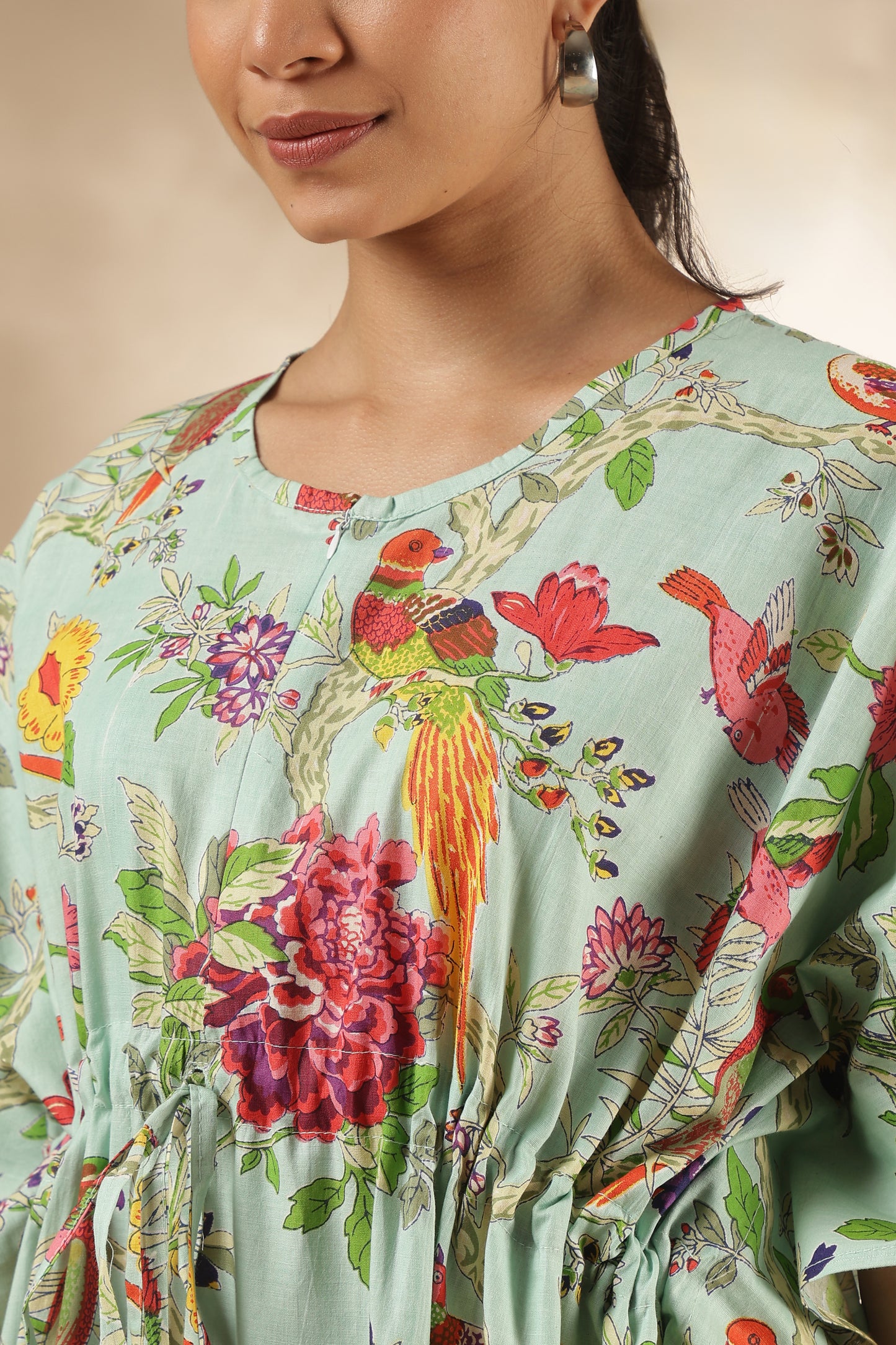 KAFTAN MATERNITY| 100% JAIPUR COTTON | INVISIBLE ZIP | ADJUSTABLE FIT | FREE SIZE|  MINT HARMONY