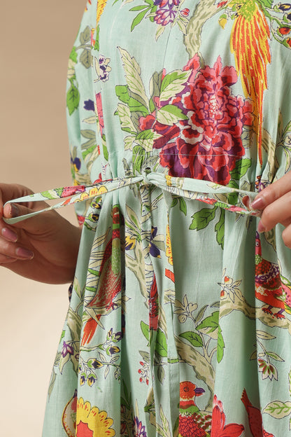 KAFTAN MATERNITY| 100% JAIPUR COTTON | INVISIBLE ZIP | ADJUSTABLE FIT | FREE SIZE|  MINT HARMONY