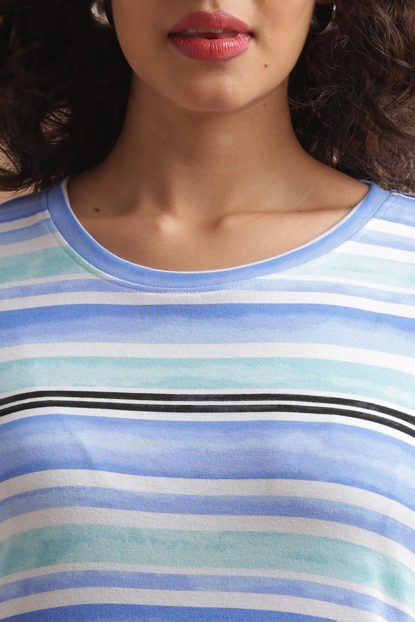Luxe Long T-Shirt - Casual Comfort - Costal Stripes