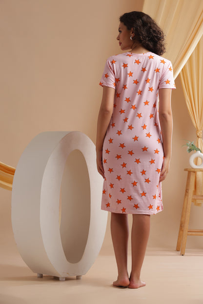 Luxe Long T-Shirt - Casual Comfort - Pink Nova