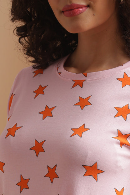 Luxe Long T-Shirt - Casual Comfort - Pink Nova