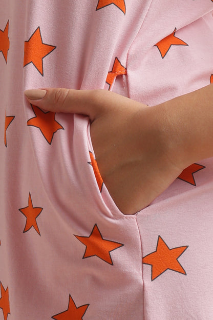 Luxe Long T-Shirt - Casual Comfort - Pink Nova