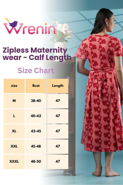 ZIPLESS MATERNITY WEAR | CALF LENGTH |SHORT SLEEVE | SPUN | ENDLESS LOVE