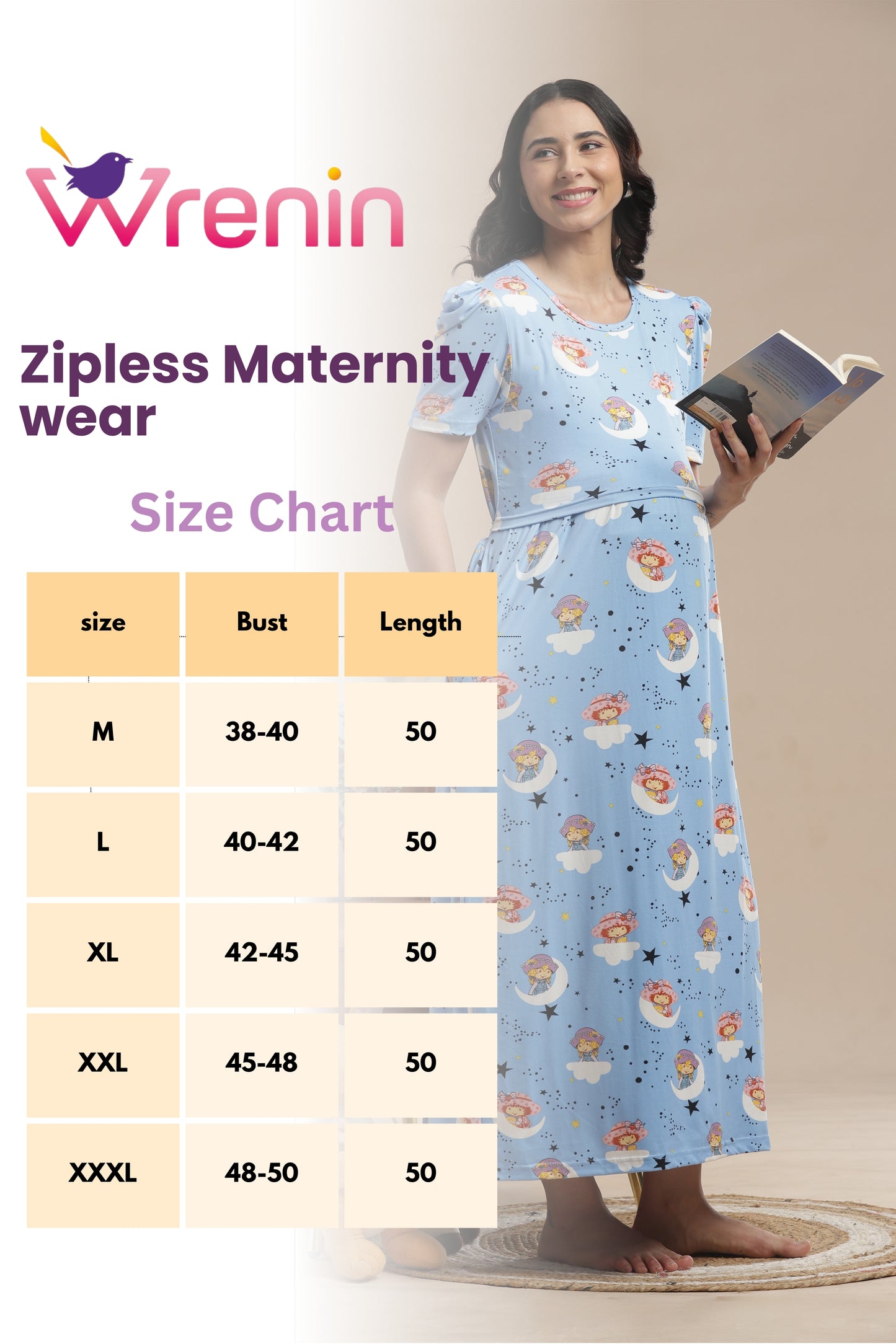 ZIPLESS MATERNITY WEAR | PUFF SLEEVE | SPUN COTTON| CELESTIA
