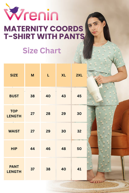 MATERNITY COORDS | ZIPLESS T-SHIRT WITH PANTS |RIBBED COTTON  |INTRODUCTORY PRICE | FLORAE