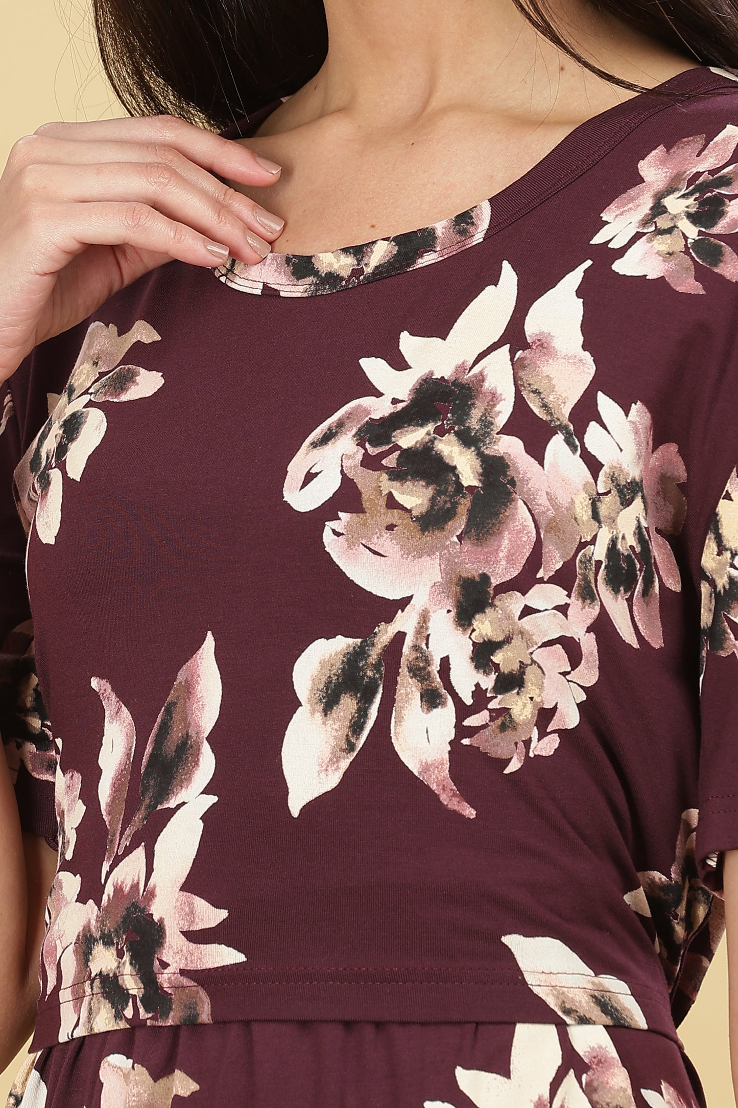 ZIPLESS MATERNITY WEAR PUFFSLEEVE - PLUM PETAL GRACE