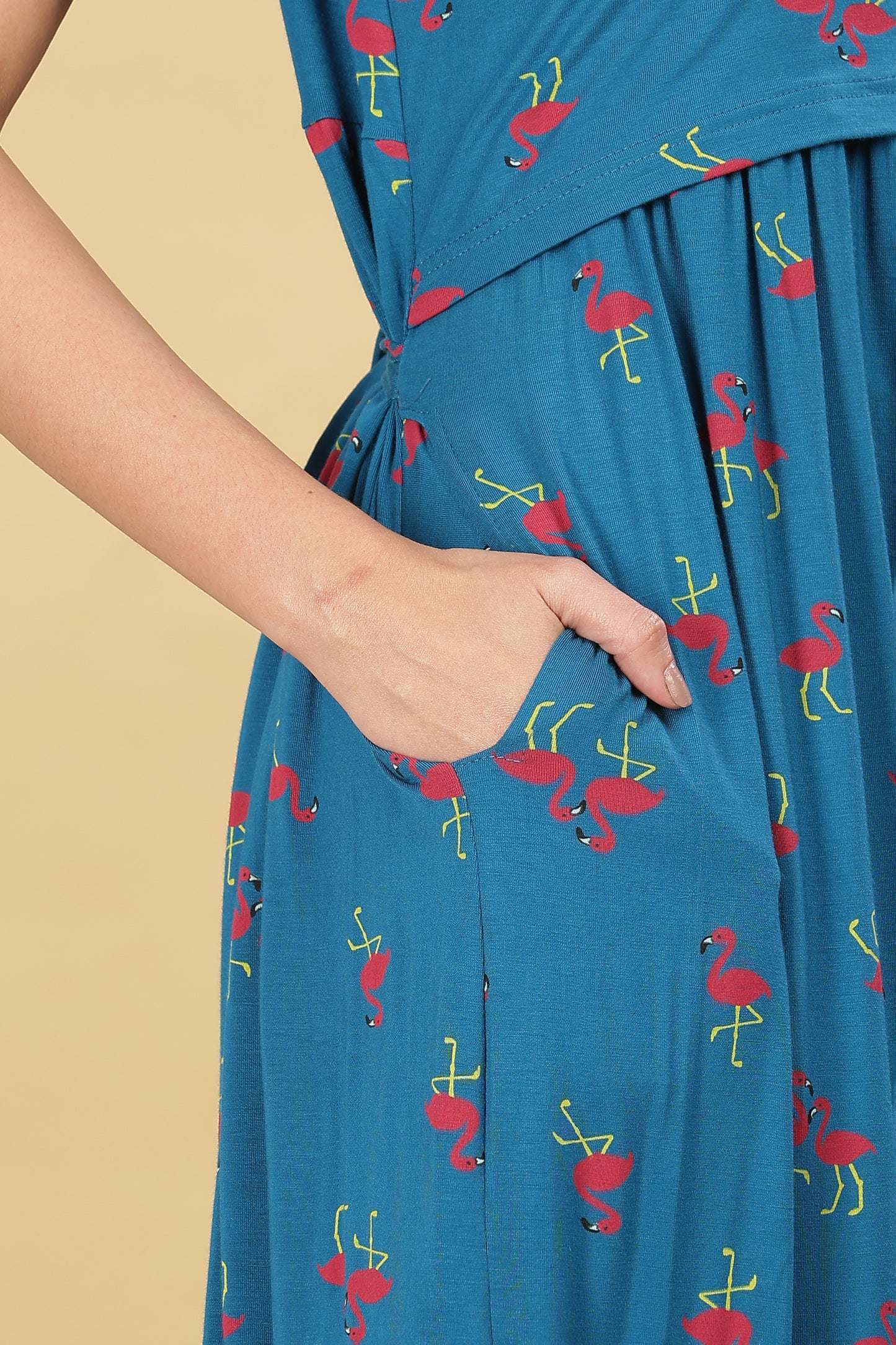 ZIPLESS MATERNITY WEAR PUFFSLEEVE - FLAMINGO FLOW MAXI