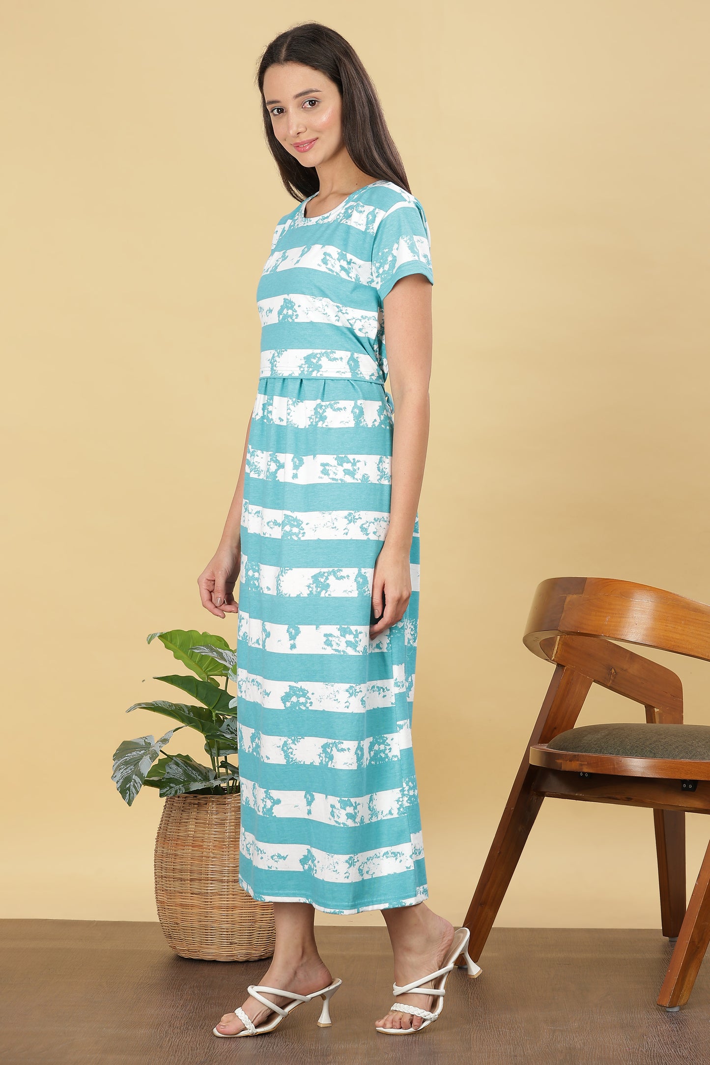 ZIPLESS MATERNITY WEAR SHORTSLEEVE - OCEAN BREEZE MAXI