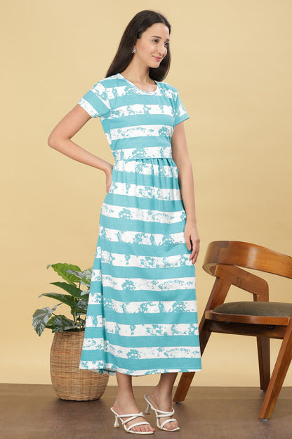 ZIPLESS MATERNITY WEAR SHORTSLEEVE - OCEAN BREEZE MAXI