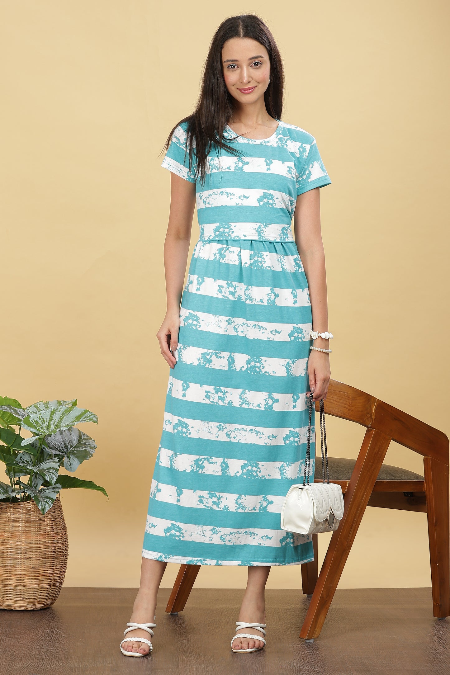 ZIPLESS MATERNITY WEAR SHORTSLEEVE - OCEAN BREEZE MAXI