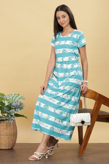 ZIPLESS MATERNITY WEAR SHORTSLEEVE - OCEAN BREEZE MAXI